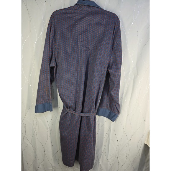 Stafford Mens Robe L/XL Blue Medallion Print Cotton Blend Smokers Jacket‎ Hefner - Picture 4 of 7